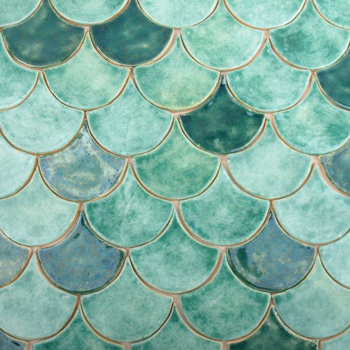 Carreaux, écailles de poisson, vert mix#couleur_vert