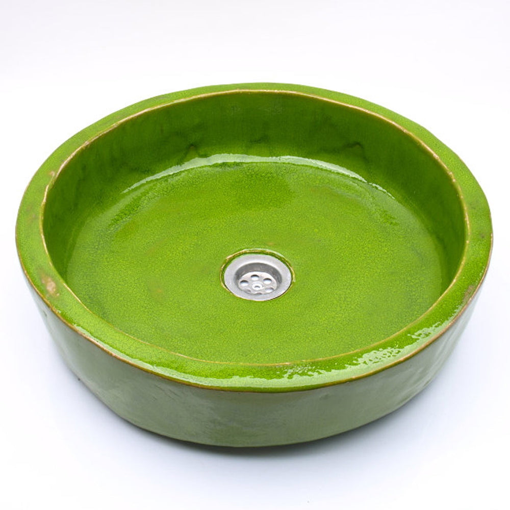 Vasque en céramique, ronde, verte#couleur_vert