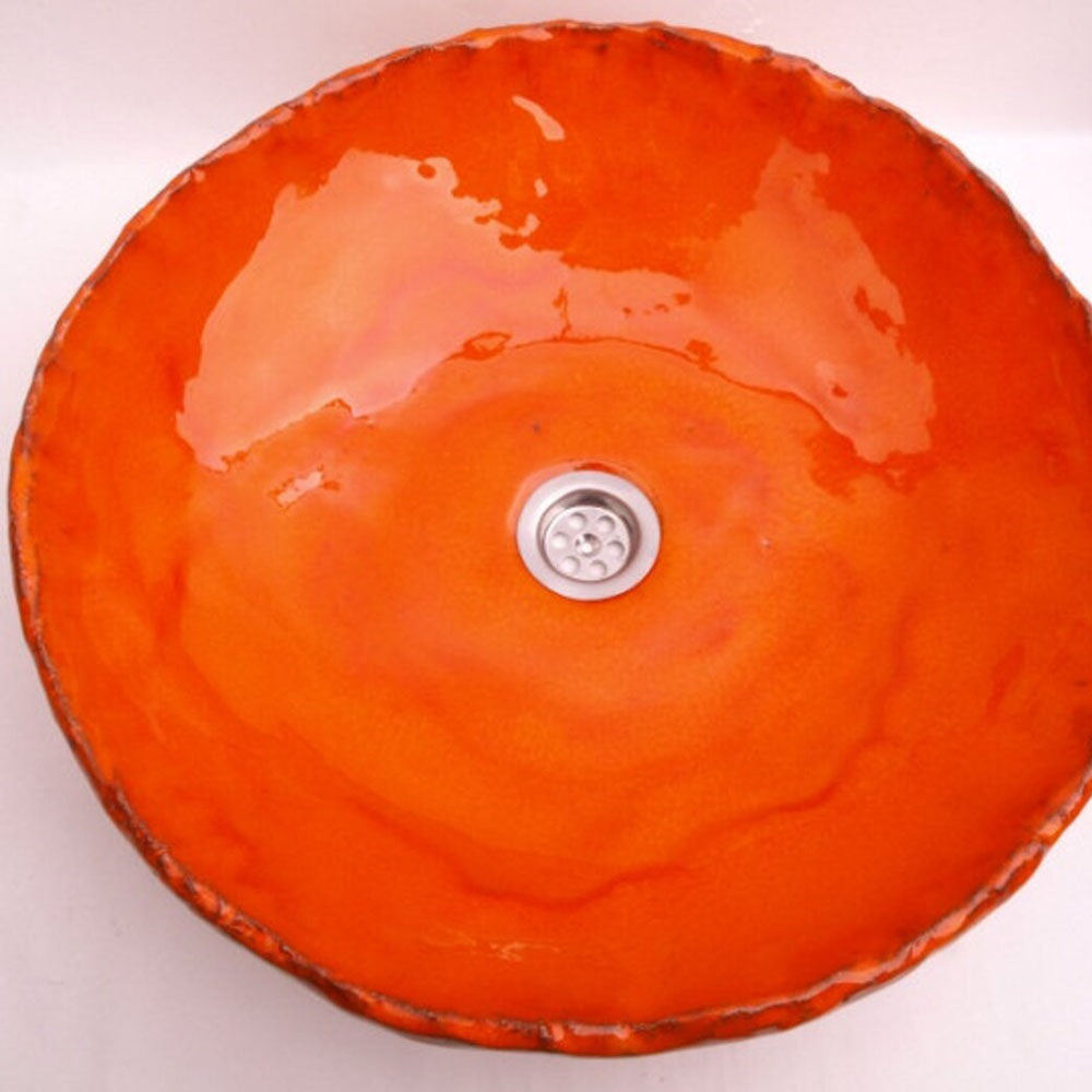 Vasque en céramique, ronde, orange#couleur_orange
