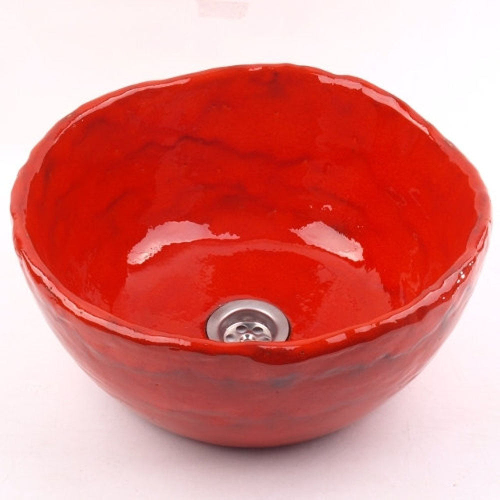 Vasque en céramique, ronde, rouge#couleur_rouge