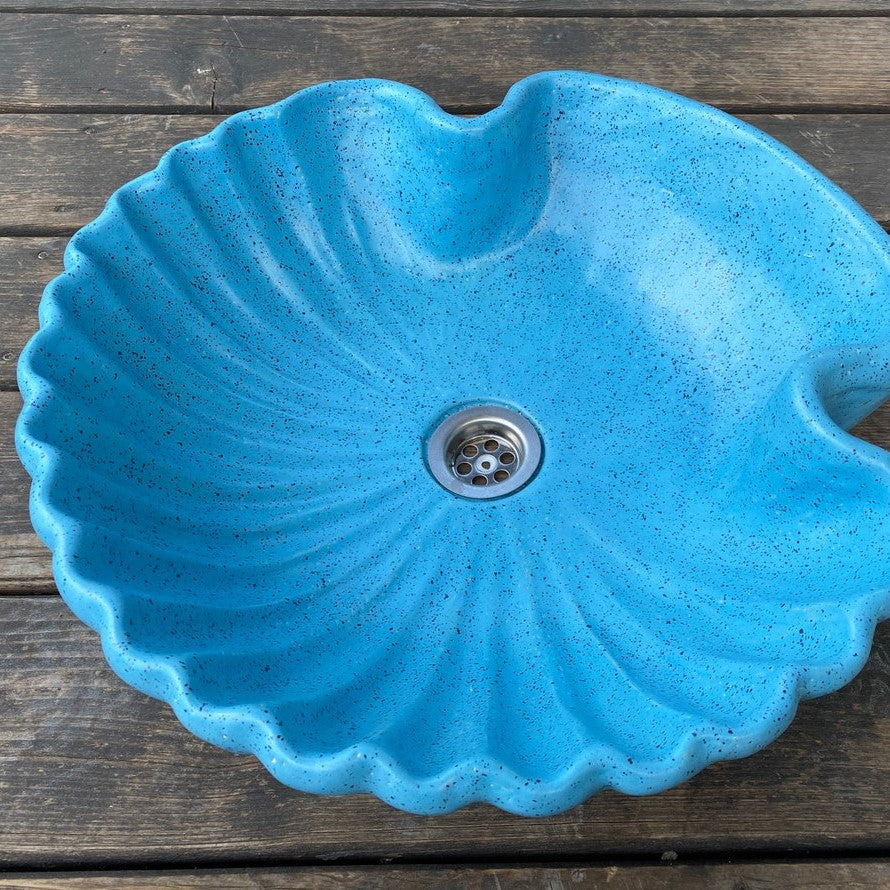 Vasque en céramique, coquille bleue#couleur_bleu
