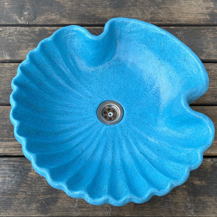 Vasque en céramique, coquille bleue#couleur_bleu