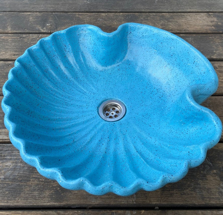 Vasque en céramique, coquille bleue#couleur_bleu