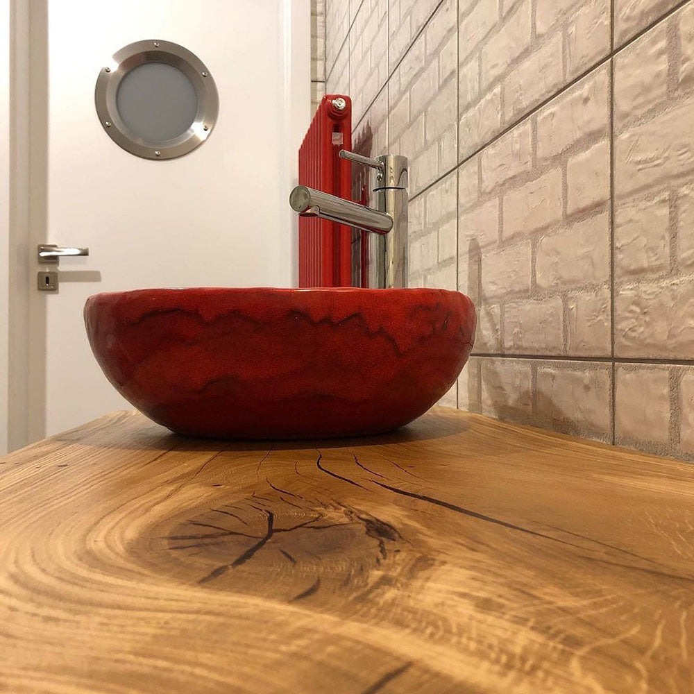 Vasque en céramique, rouge avec éléphant#couleur_rouge