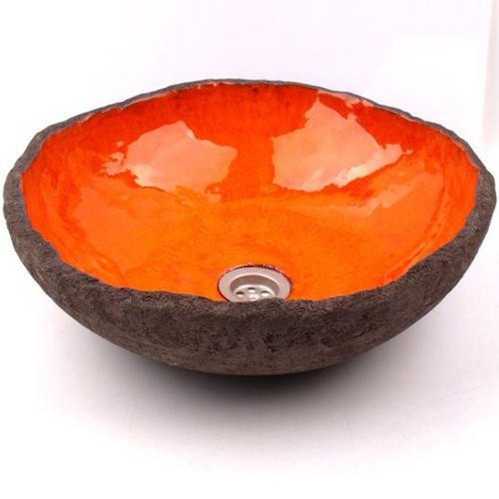 Vasque en céramique, ronde, orange#couleur_orange
