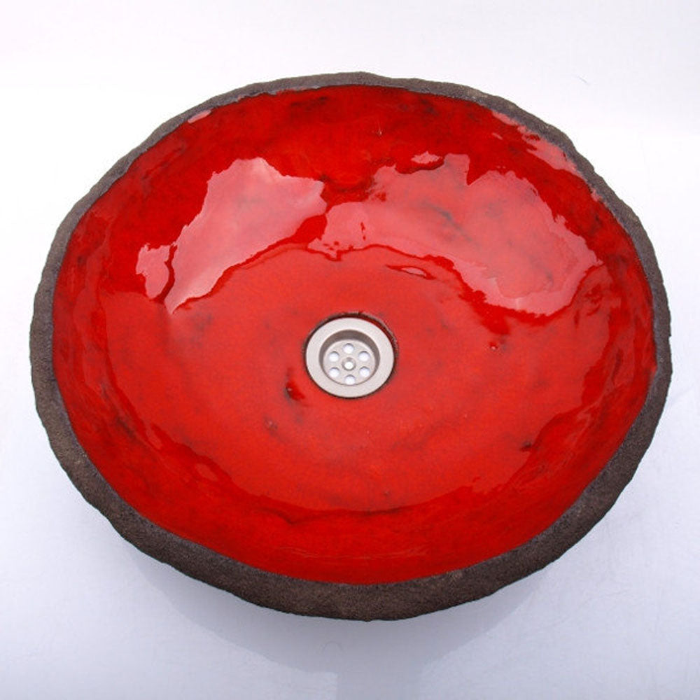Vasque en céramique, ronde, rouge#couleur_rouge