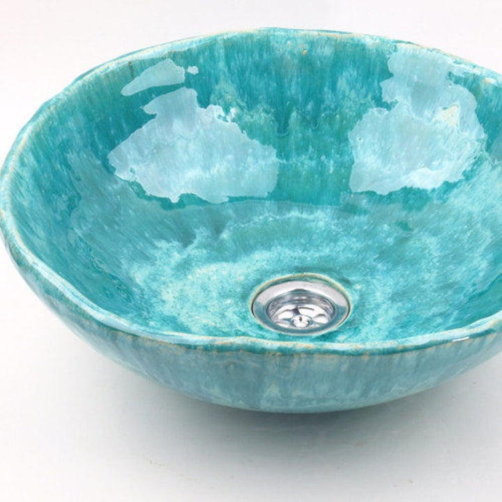 Vasque en céramique, ronde, azure#couleur_bleu