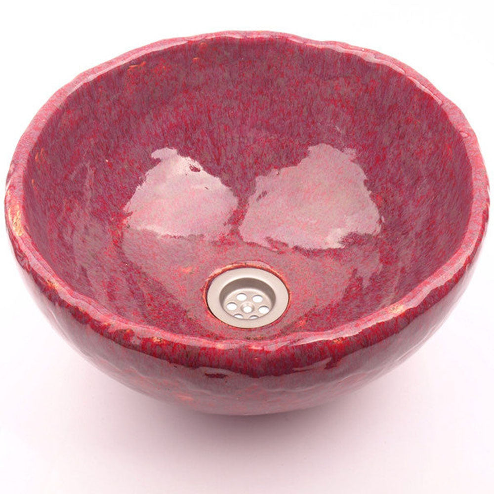 Vasque en céramique, ronde, framboise#couleur_rouge