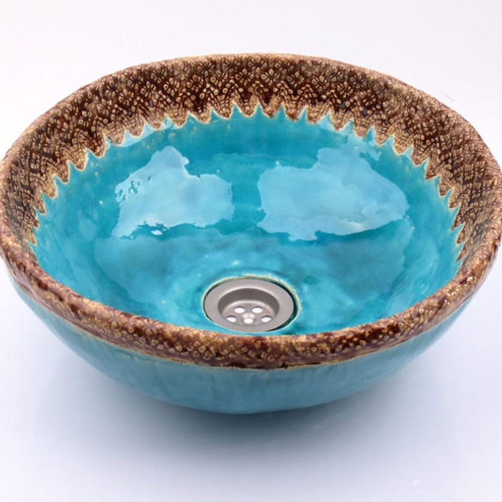 Vasque en céramique, folk, retro#couleur_bleu