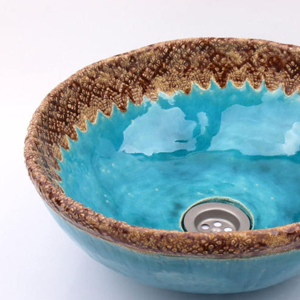 Vasque en céramique, folk, retro#couleur_bleu