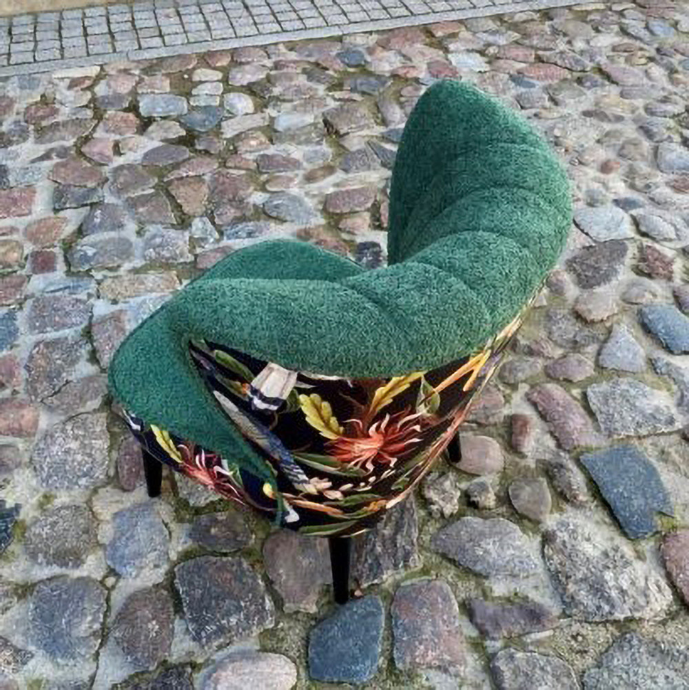 Petit fauteuil club KOLL_oiseaux exotiques + vert