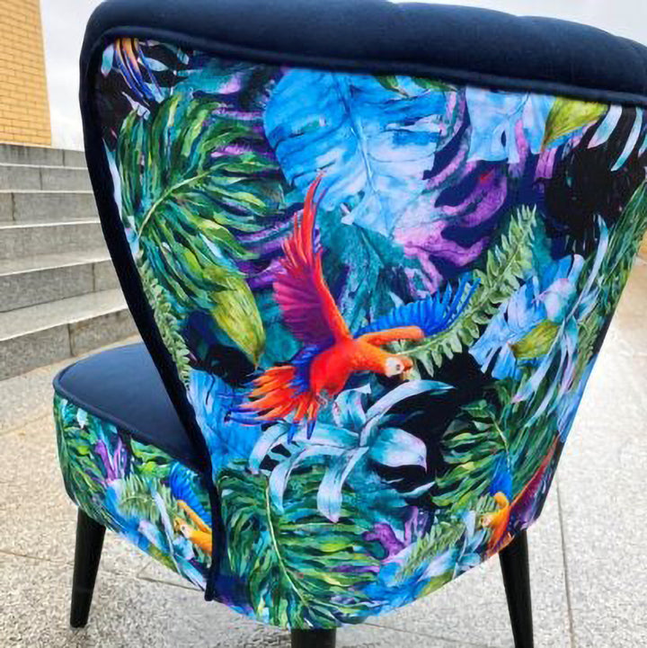 Petit fauteuil club KOLL_perroquets + bleu marine