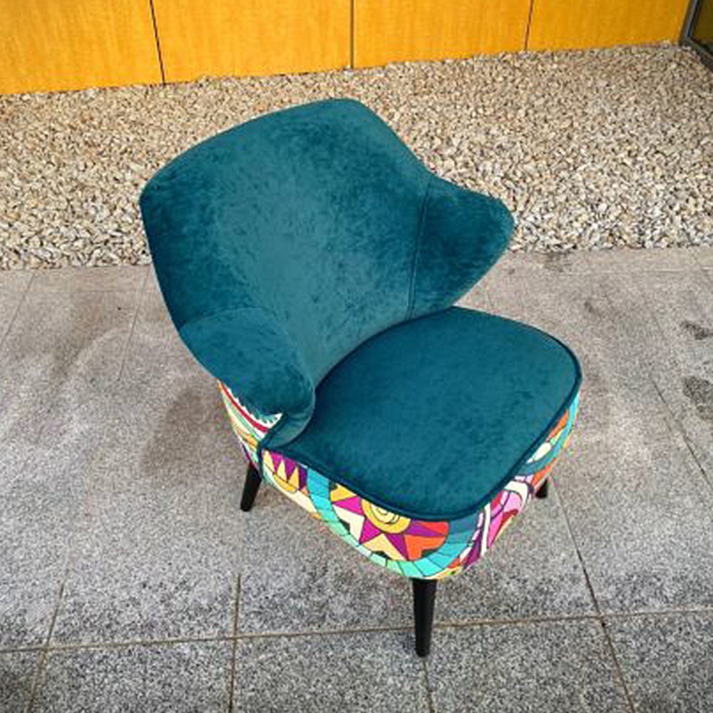 Petit fauteuil club SHAY - boho + turquoise foncé